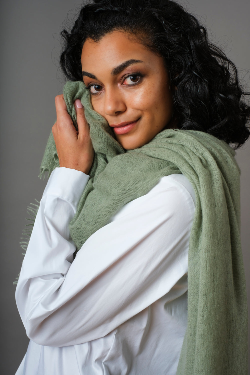 Cashmere scarf Oil Green