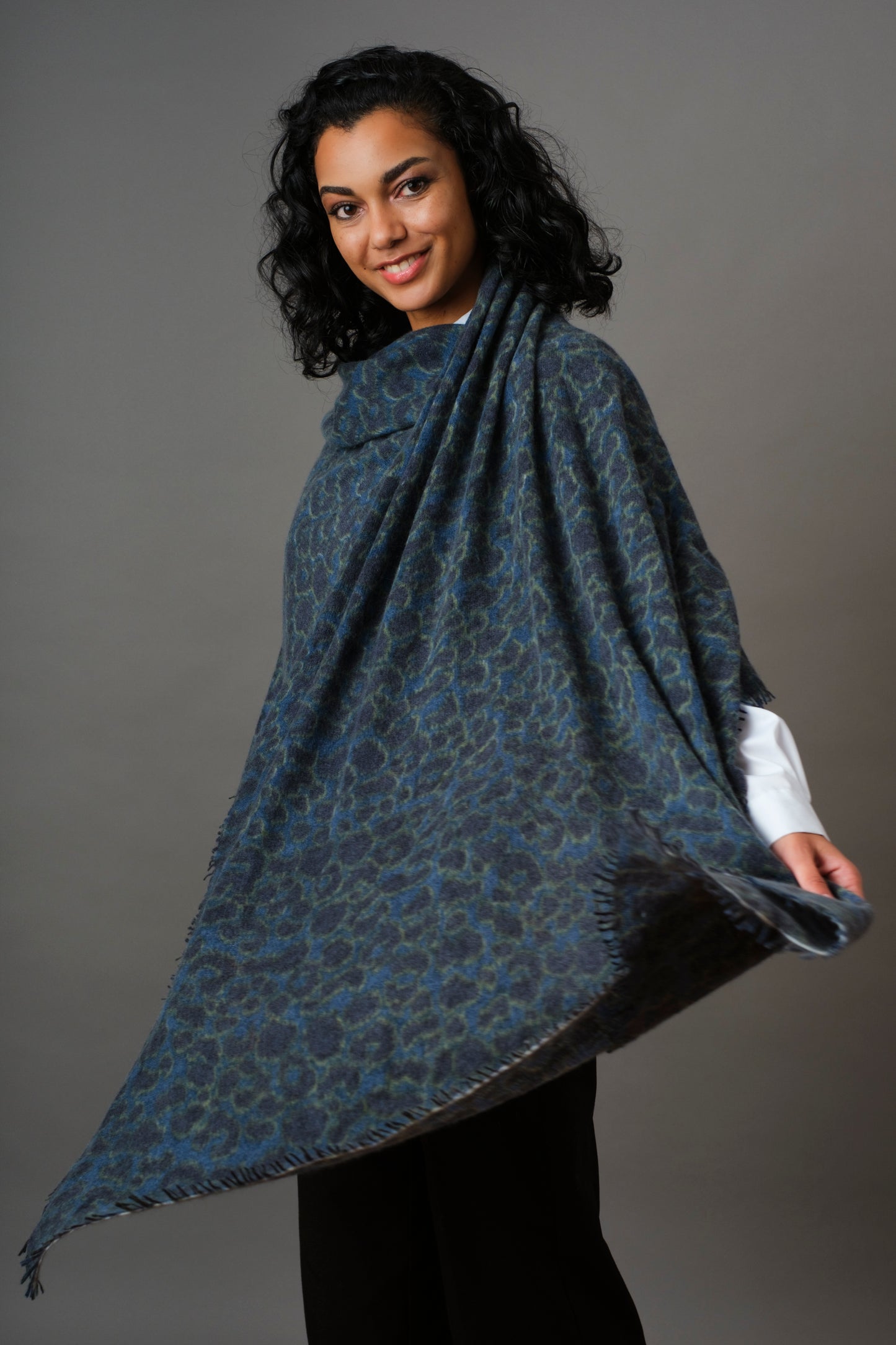Kaschmir Schal Leo Denim Blue & Navy