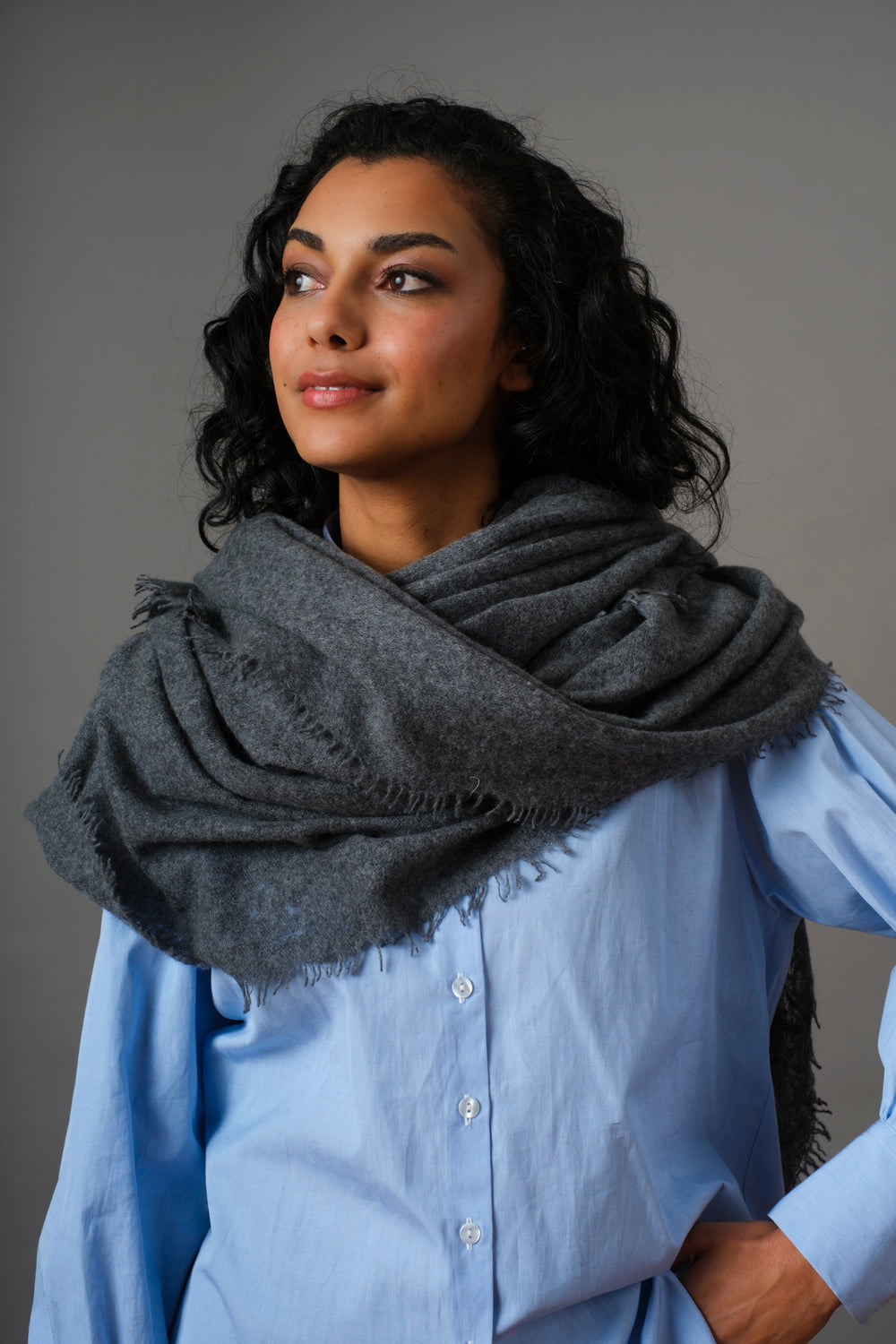 Cashmere Scarf Melange Anthracite