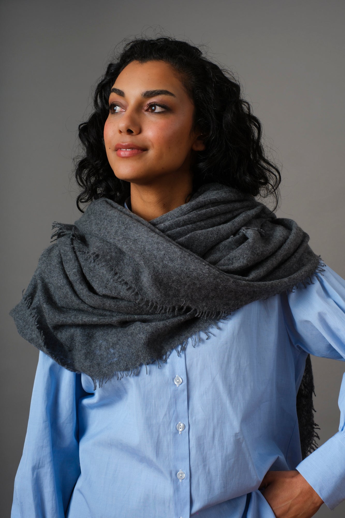Cashmere Scarf Melange Anthracite
