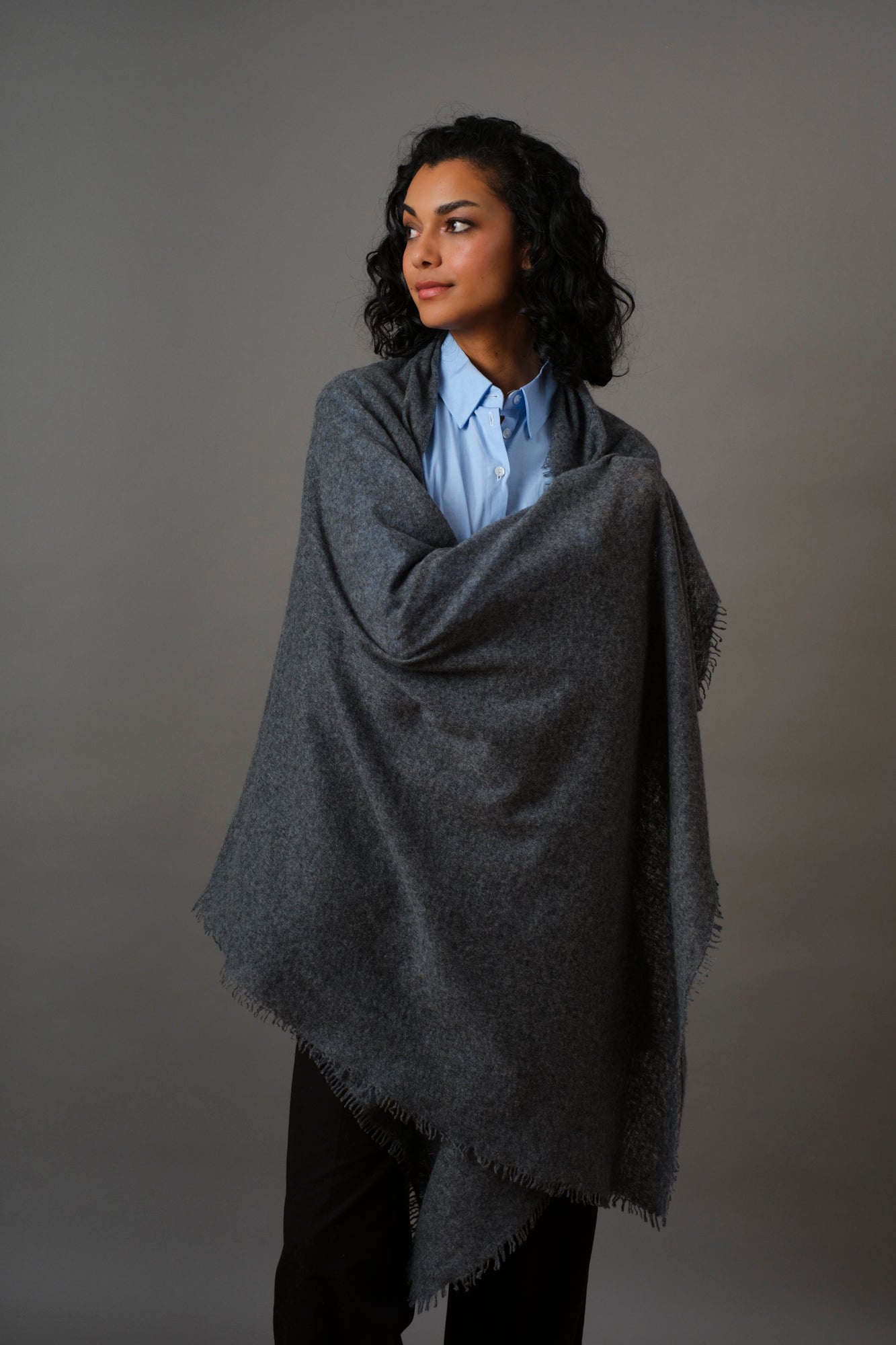 Cashmere Scarf Melange Anthracite