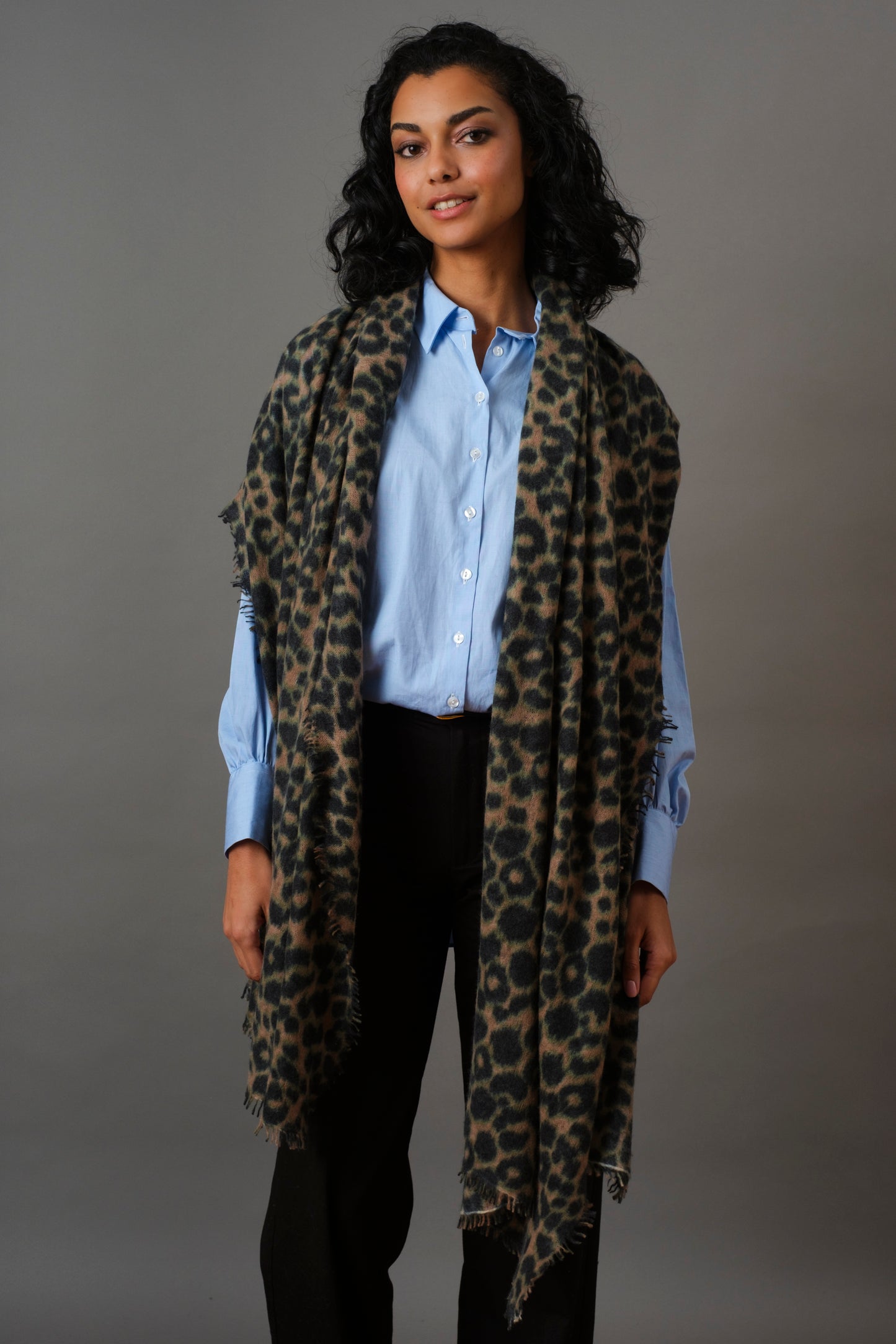 Kaschmir Schal Leo Camel & Navy