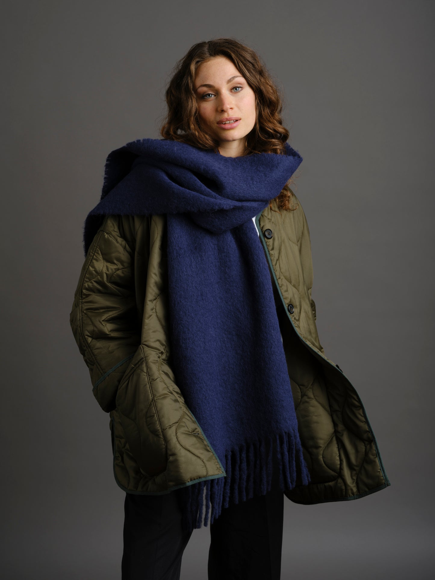 Alpaka Schal Navy