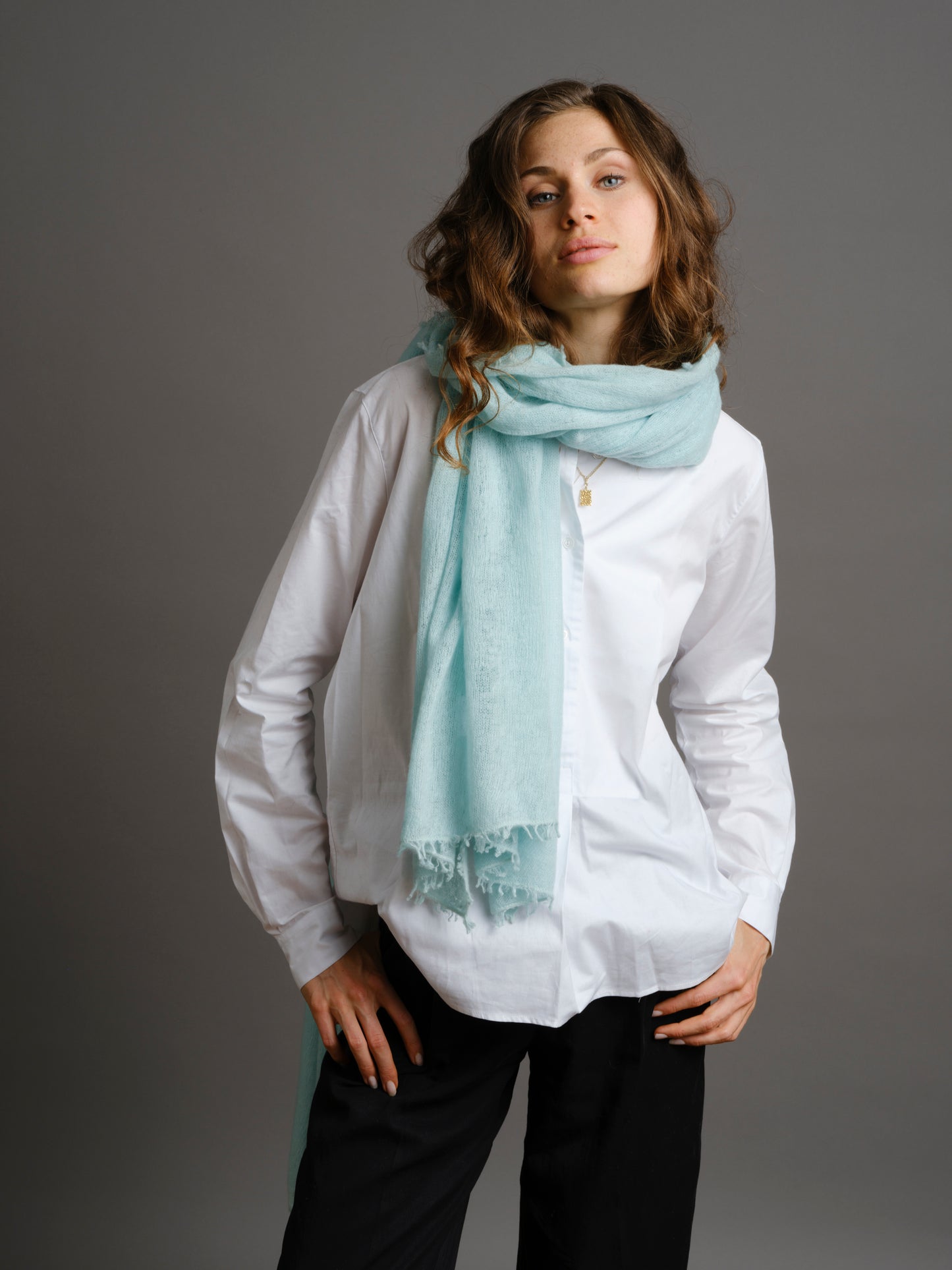Cashmere scarf Fair Aqua