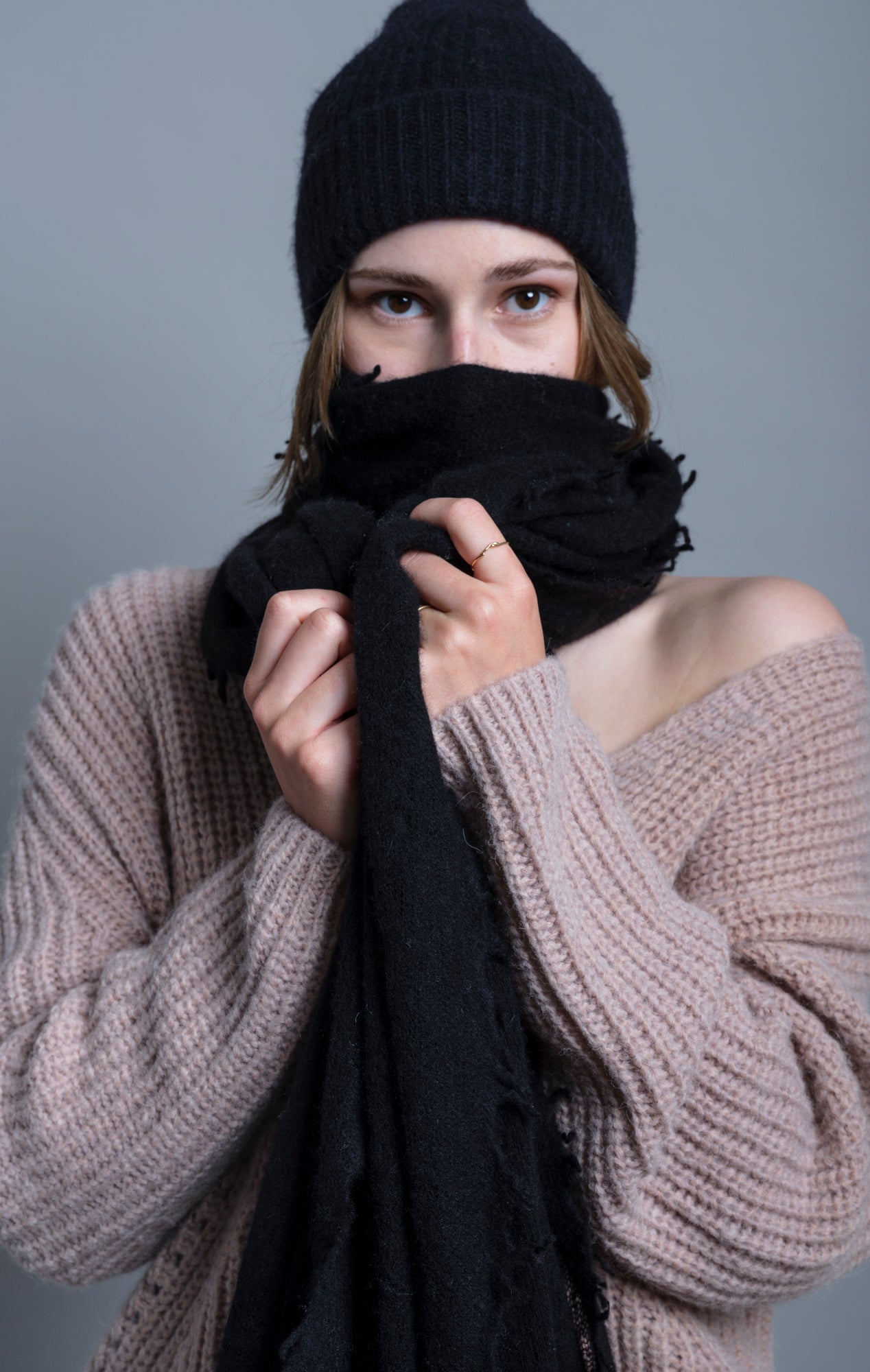 Kaschmir Mütze Black