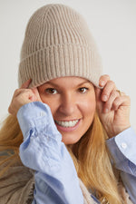 Cashmere hat melange beige