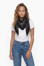 Kaschmir Tuch mit Paisley Print Espresso mit weiss