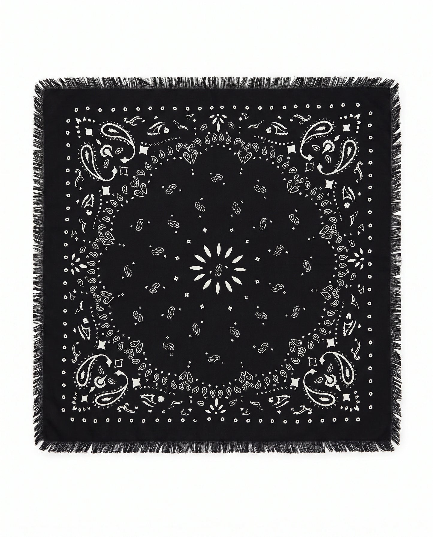 Kaschmir Tuch mit Paisley Print Espresso mit weiss