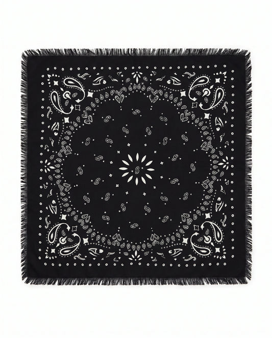 Kaschmir Tuch mit Paisley Print Espresso mit weiss