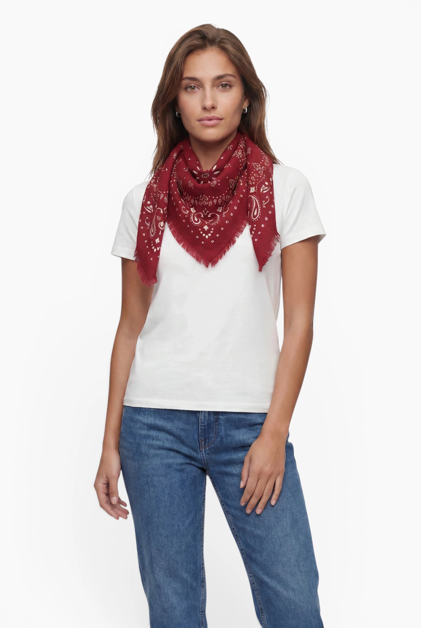 Kaschmir Tuch mit Paisley Print Fire mit weiss