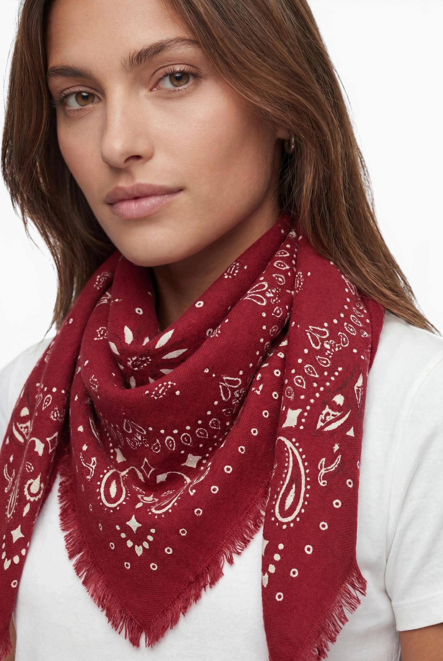 Kaschmir Tuch mit Paisley Print Fire mit weiss