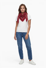Kaschmir Tuch mit Paisley Print Fire mit weiss