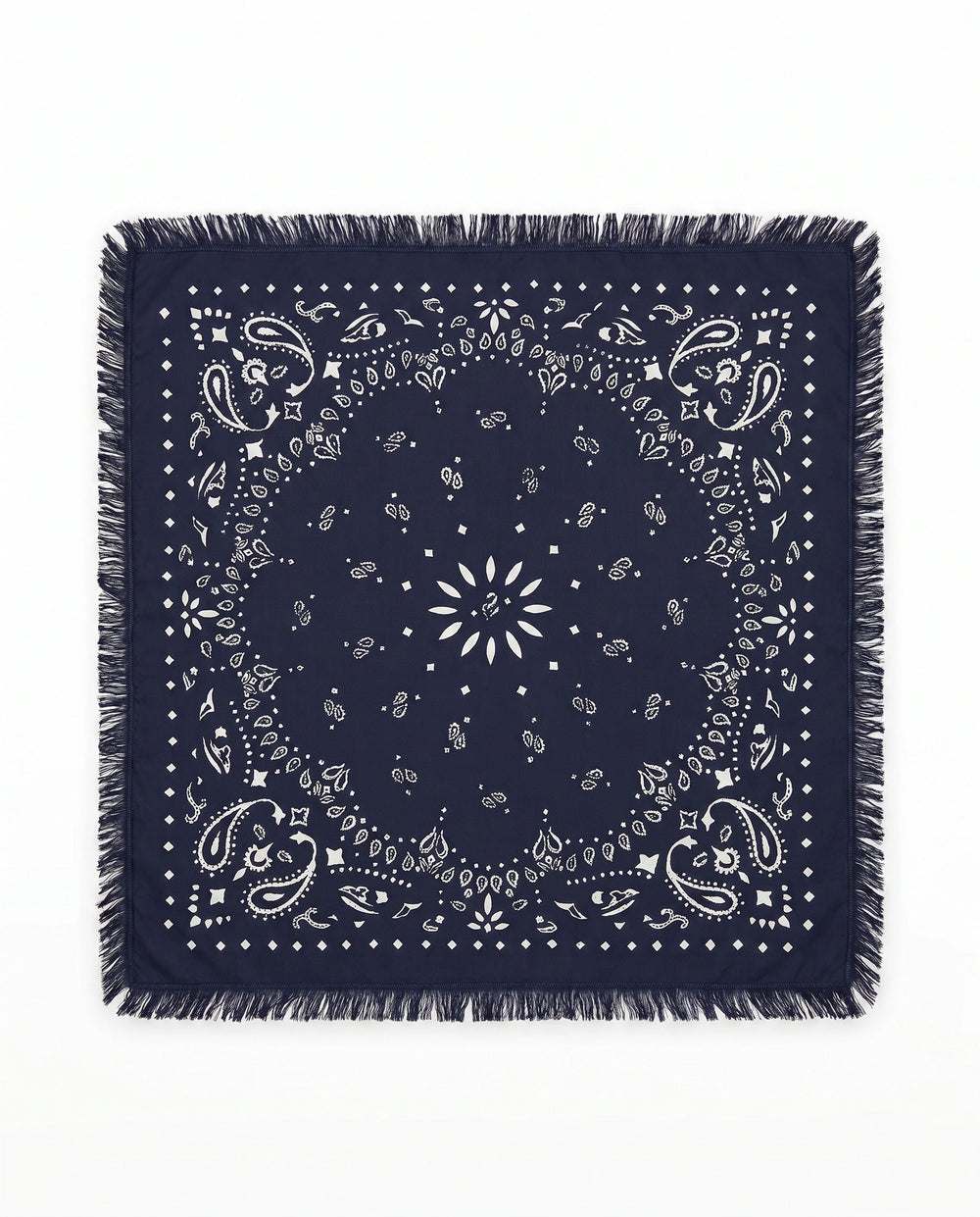 Kaschmir Tuch mit Paisley Print Navy mit weiss