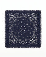 Kaschmir Tuch mit Paisley Print Navy mit weiss