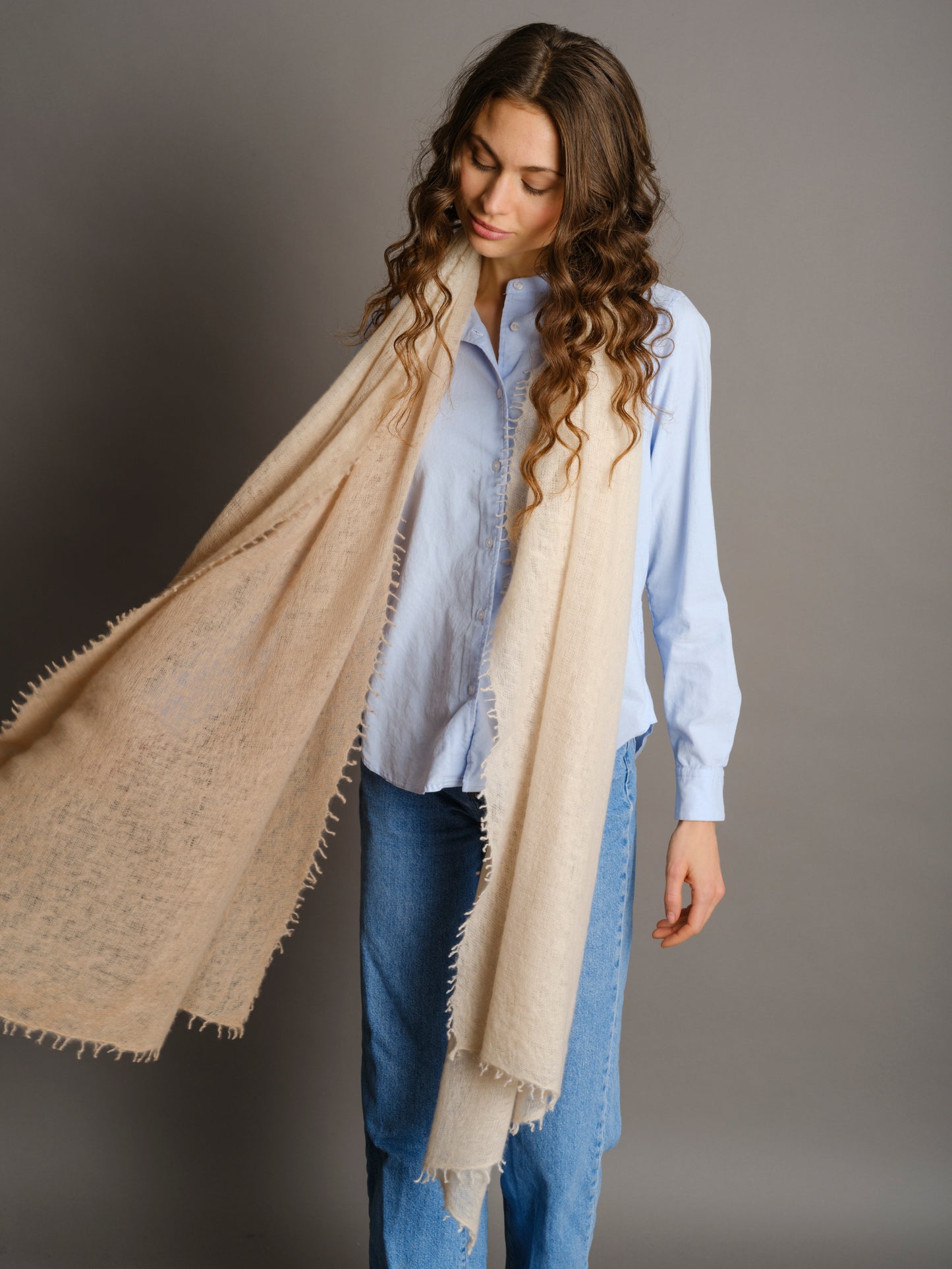 Cashmere scarf Shaded Natural