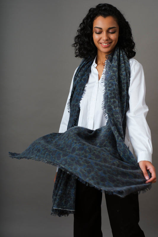 Kaschmir Schal Leo Denim Blue & Navy