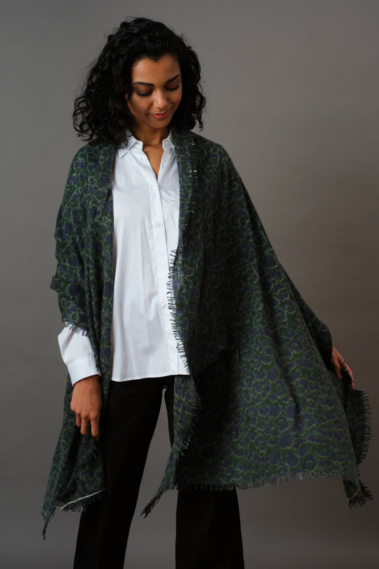 Kaschmir Schal Leo Green & Navy