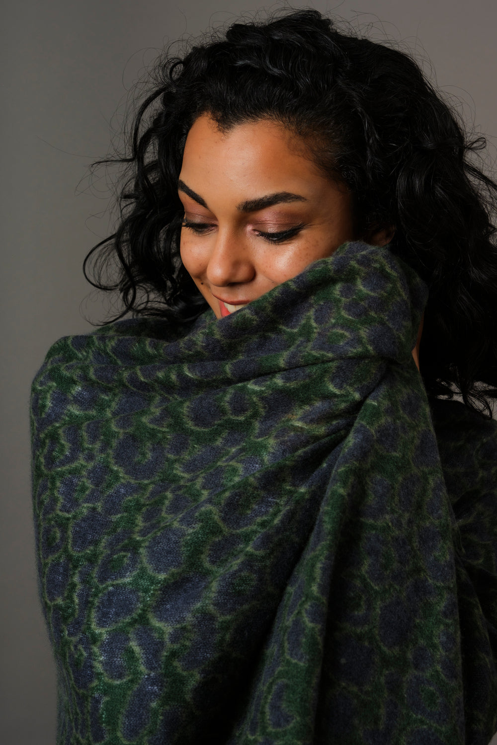 Kaschmir Schal Leo Green & Navy