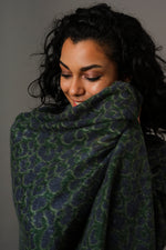 Kaschmir Schal Leo Green & Navy