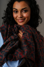 Cashmere scarf Leo Rio Red & Navy
