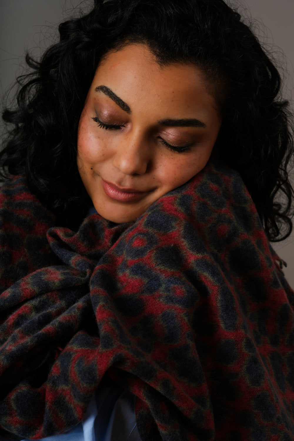Cashmere scarf Leo Rio Red & Navy