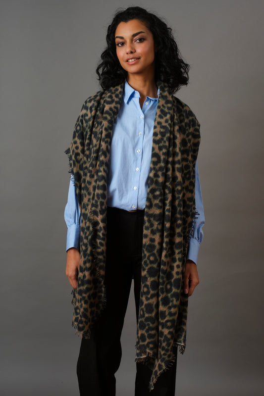 Kaschmir Schal Leo Camel & Navy