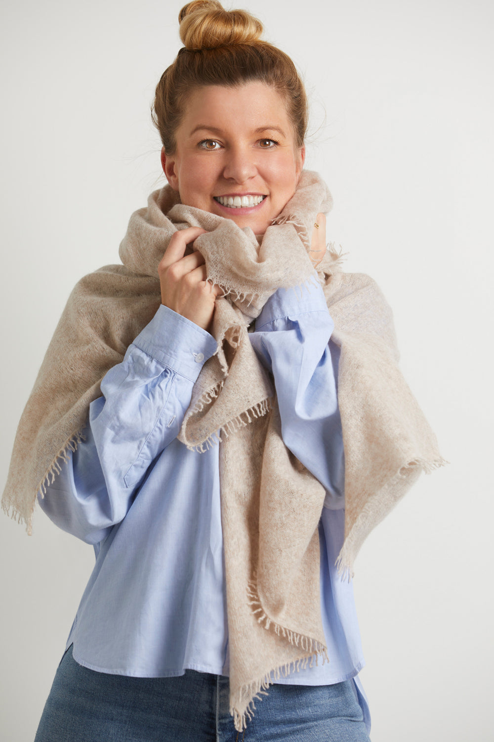 Cashmere scarf beige melange