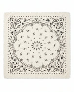 Kaschmir Tuch mit Paisley Print Weiss mit Schwarz