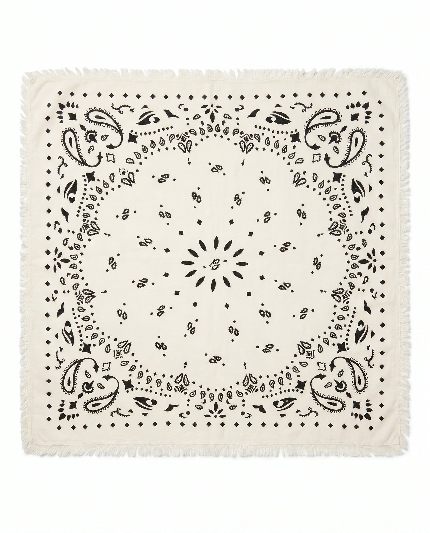 Kaschmir Tuch mit Paisley Print Weiss mit Schwarz