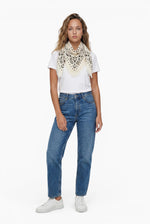Kaschmir Tuch mit Paisley Print Weiss mit Schwarz