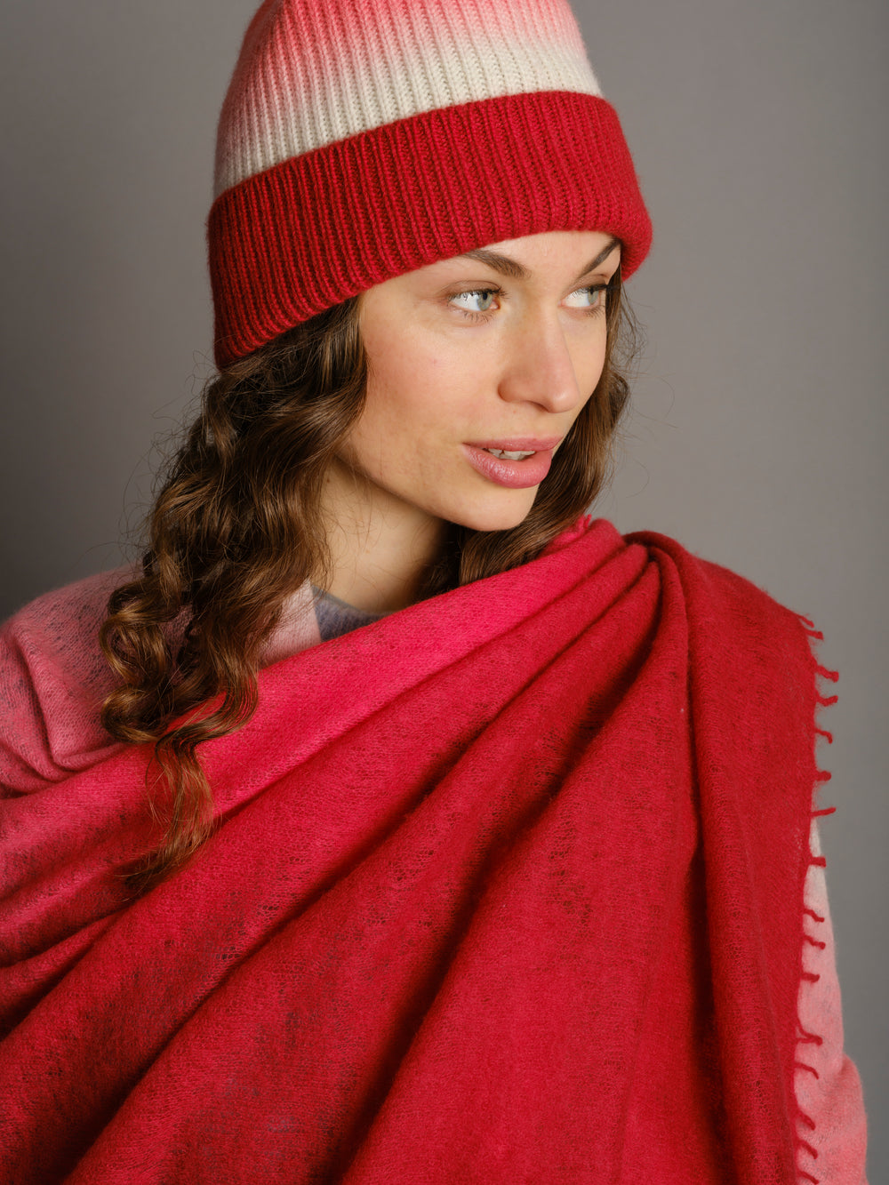 Cashmere scarf Shaded Red