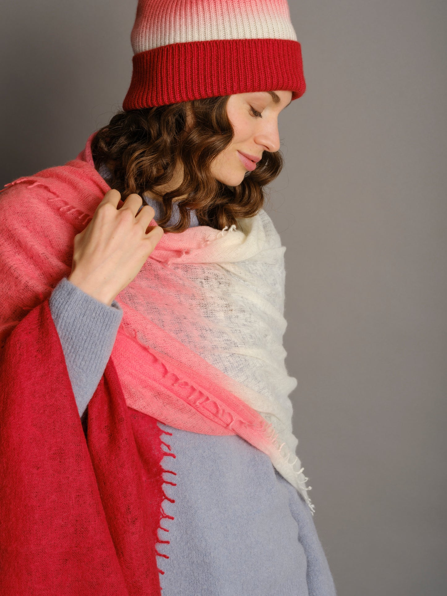 Cashmere scarf Shaded Red