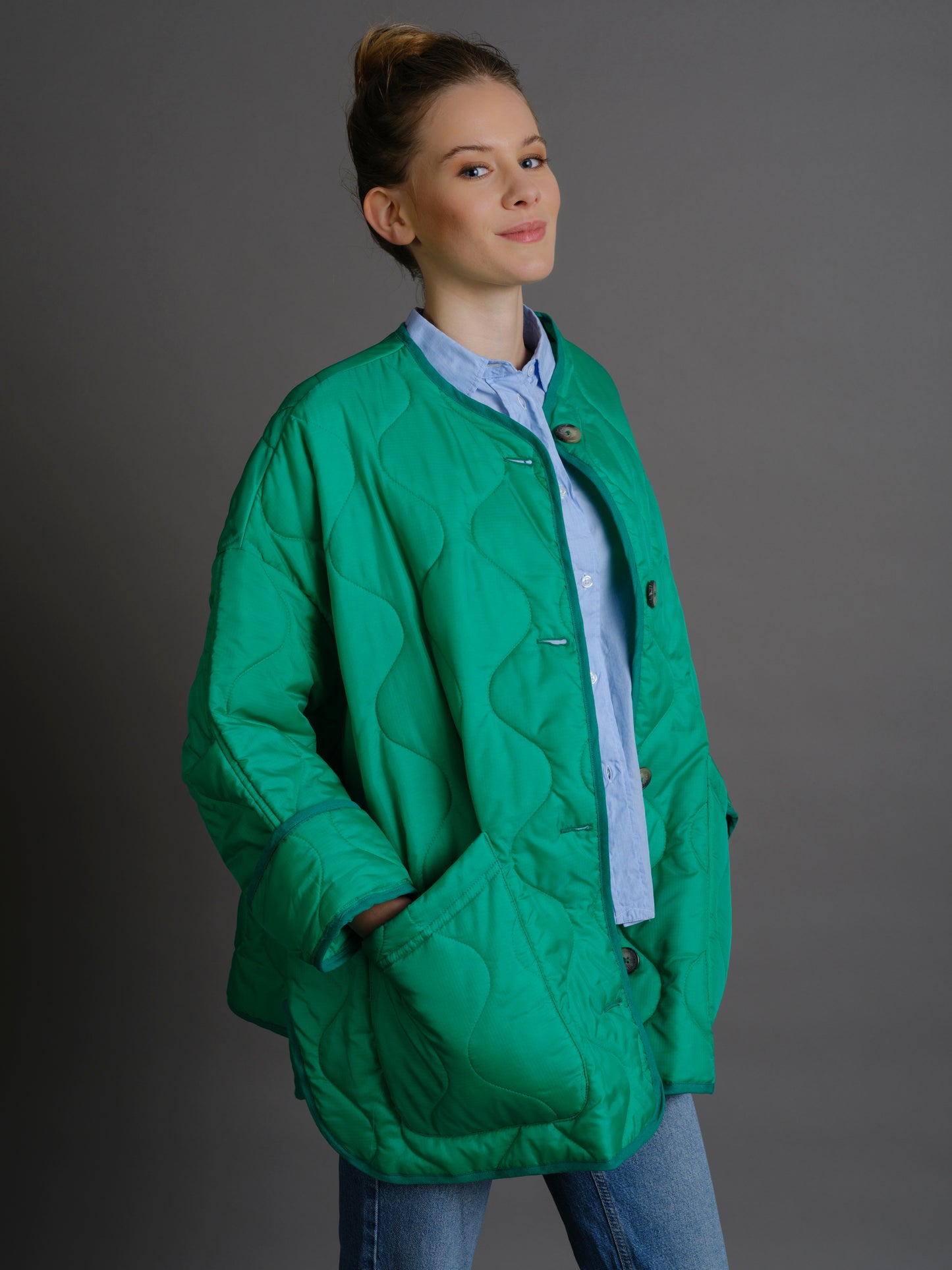 Quilted jacket Onesize in Emerald-Green