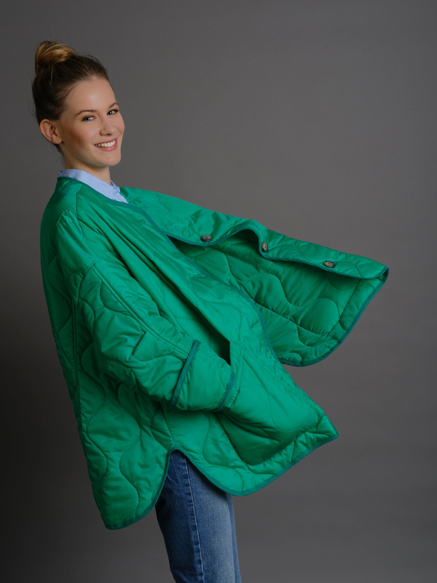 Gesteppte Jacke Onesize in Emerald-Green