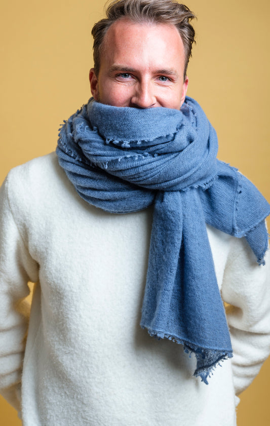 Cashmere scarf China Blue