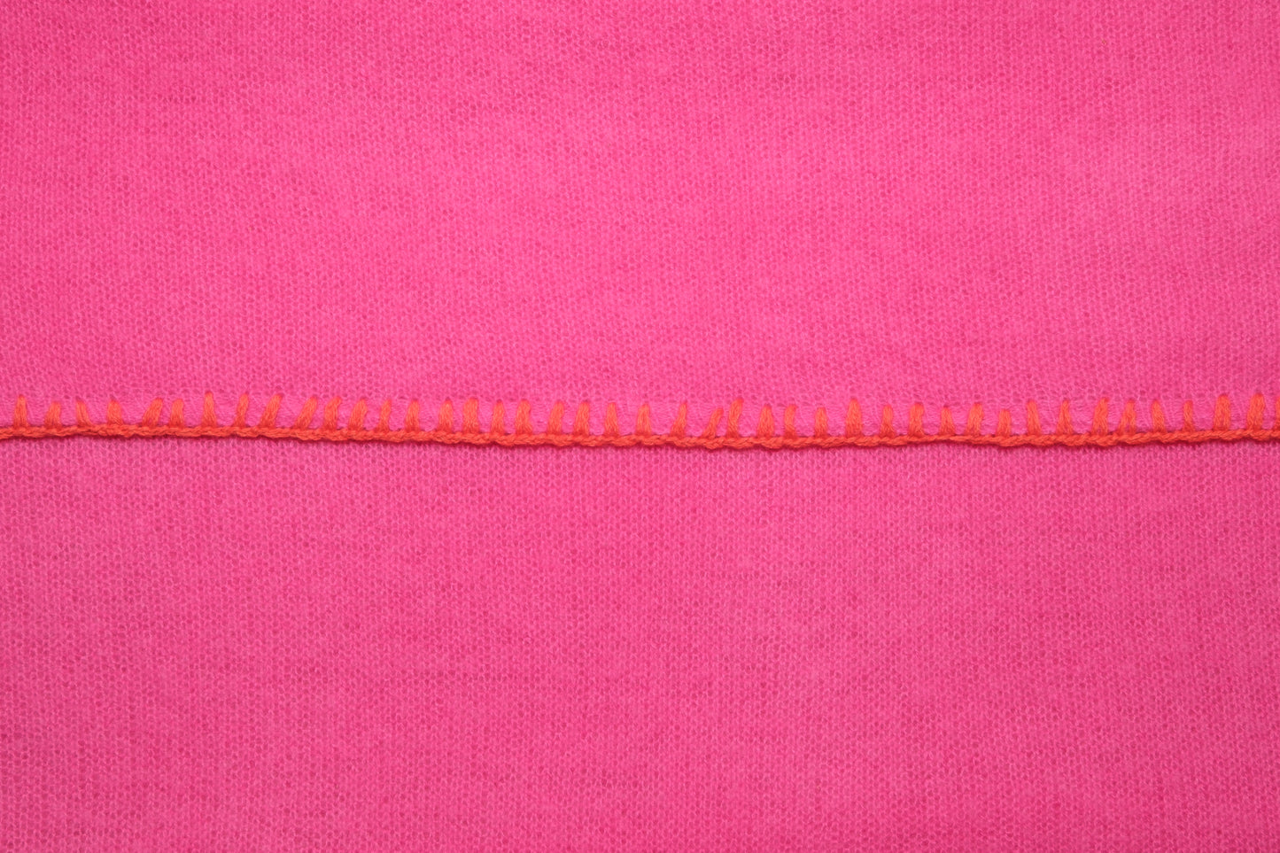 Cashmere Scarf Horsestitch Pink Yarrow with contrast stitching in Flamingo