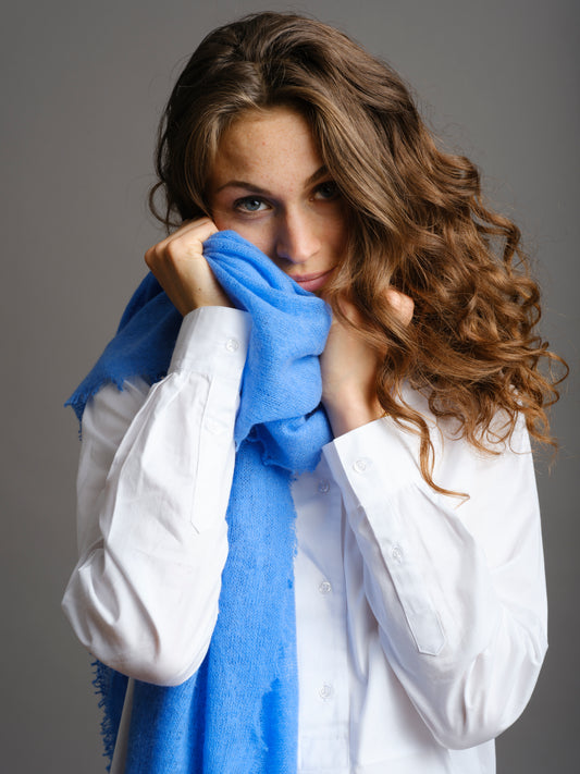 Cashmere Scarf Azure Blue